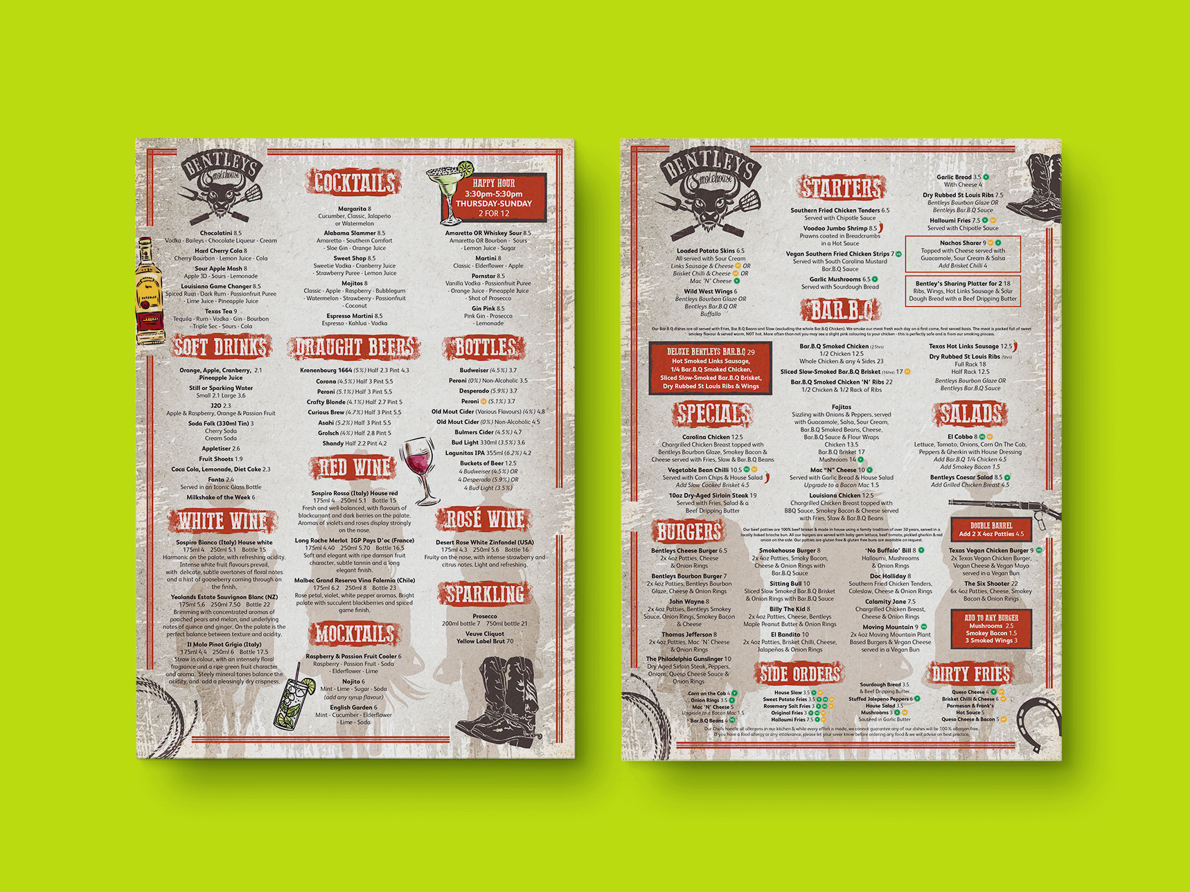 Bentley's Menu